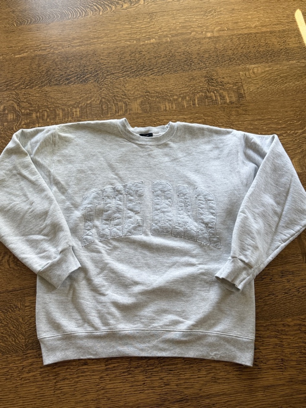 The Bar Gray Embroidered Logo Crewneck Sweatshirt